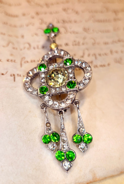 The Persephone ~ Art Noveau Green Paste Brooch/Pendant