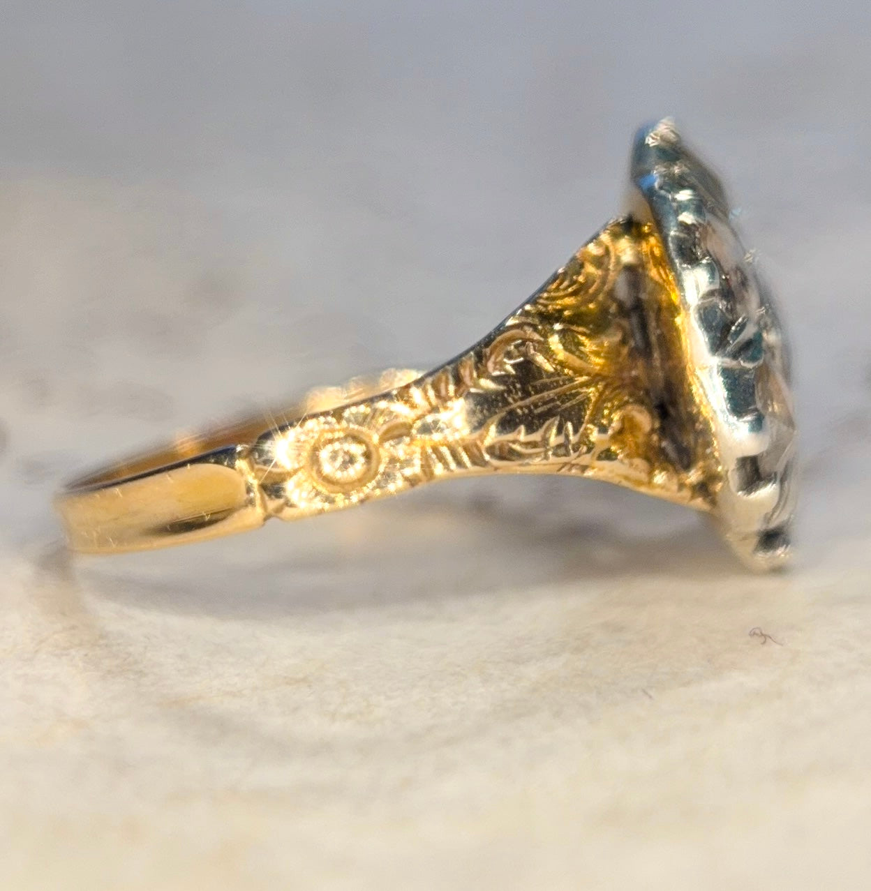 The Magnolia ~ Georgian Rose Cut Diamond Cluster Ring