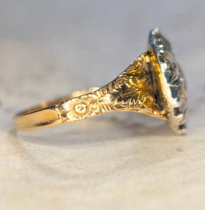 The Magnolia ~ Georgian Rose Cut Diamond Cluster Ring