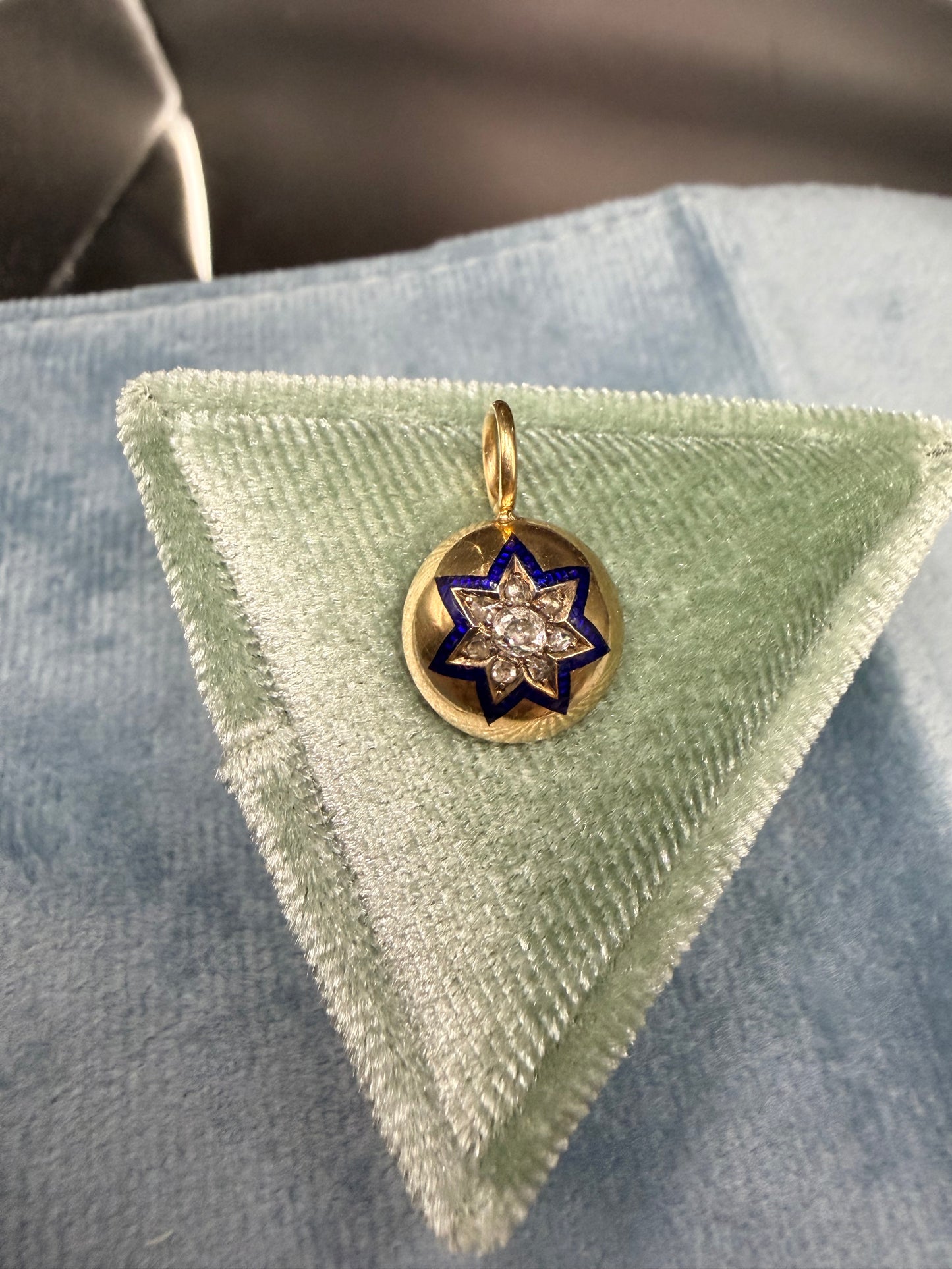 Old Cut Diamond & Enamel Star Charm/Pendant