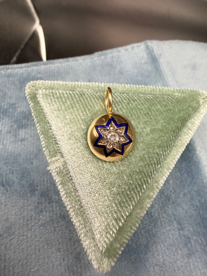 Old Cut Diamond & Enamel Star Charm/Pendant