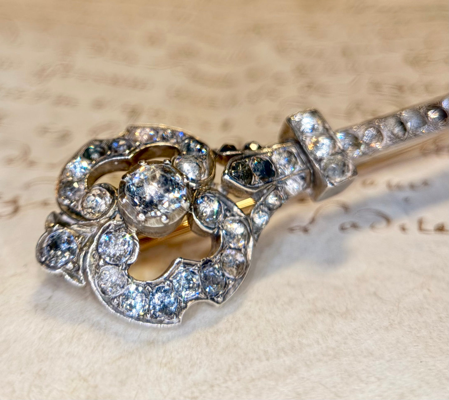 The Silver Key ~ Georgian Foiled Key Brooch