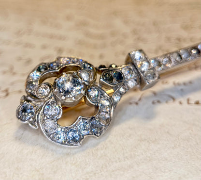 The Silver Key ~ Georgian Foiled Key Brooch
