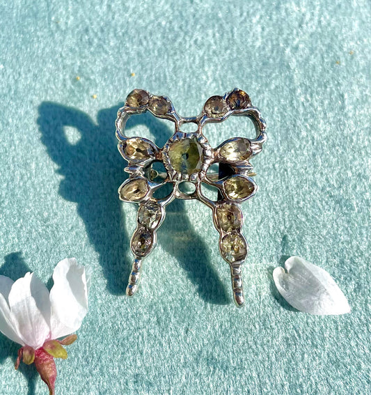 Georgian Iberian Chrysoberyl Bow Brooch