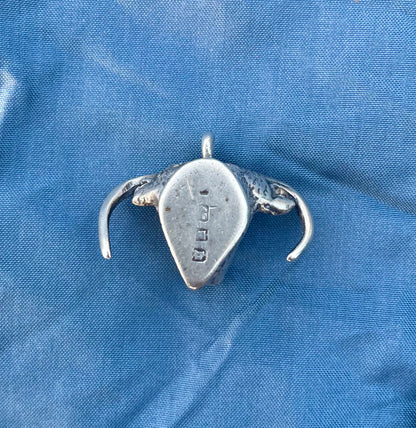 Silver and Ruby Buffalo Charm