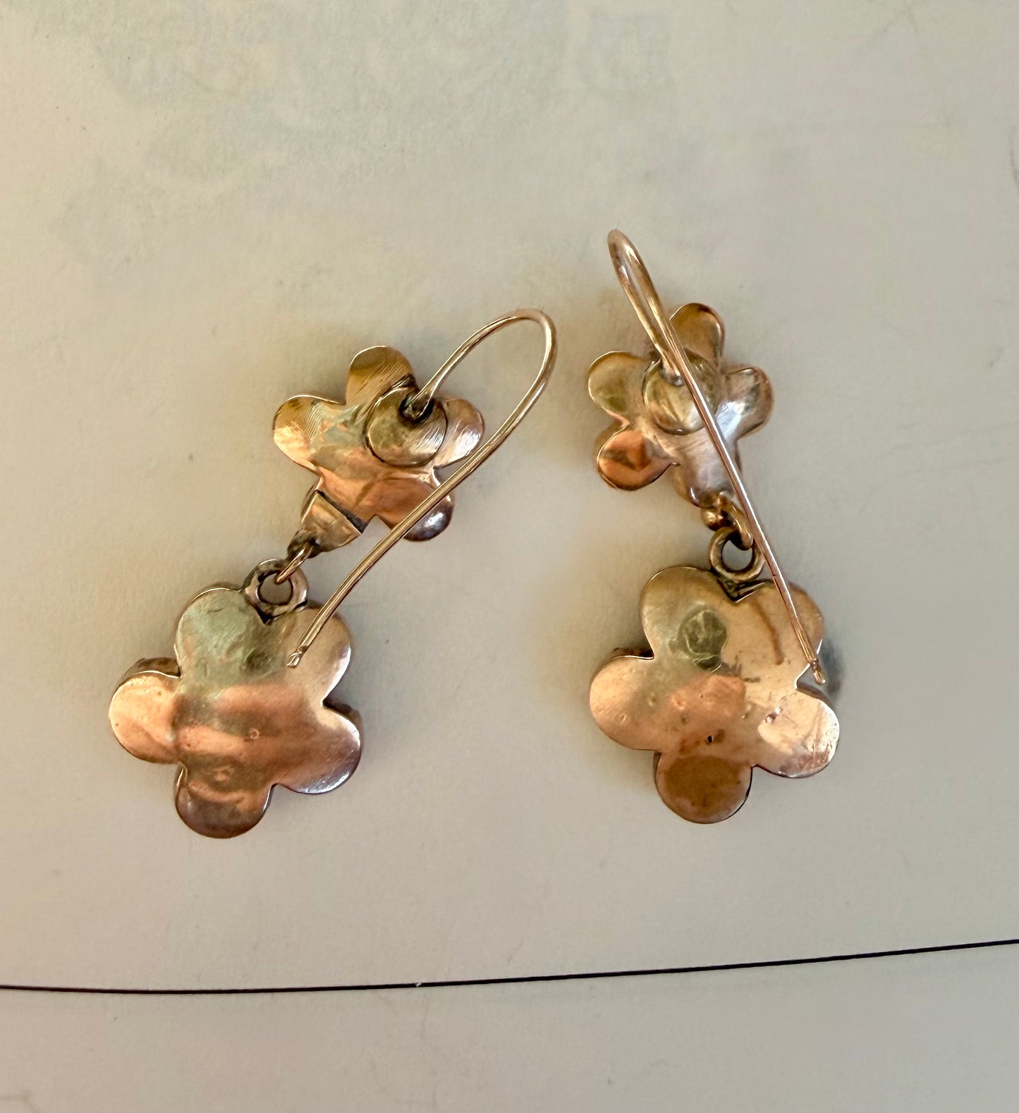 Georgian Garnet Pansy & Pearl Earrings