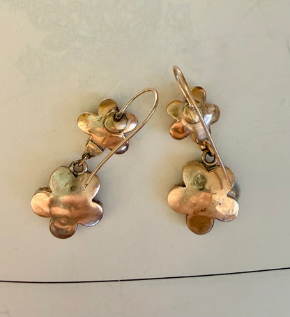 Georgian Garnet Pansy & Pearl Earrings