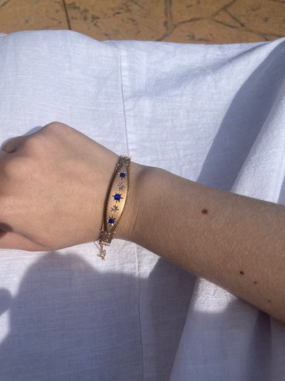 Edwardian 9k Rose Gold Sapphire & Diamond Bangle