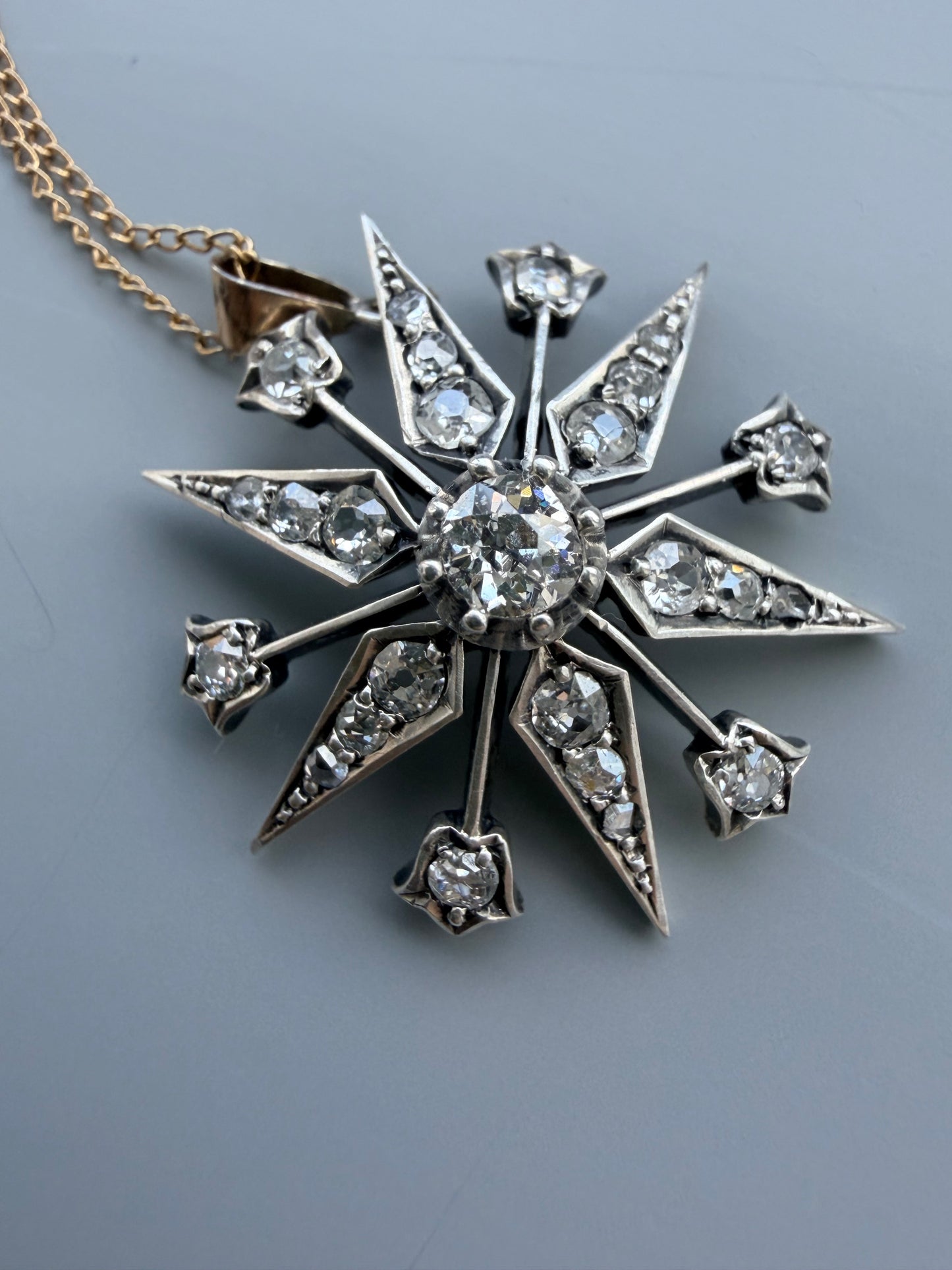 Victorian Diamond Starburst Pendant/Brooch