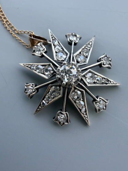 Victorian Diamond Starburst Pendant/Brooch