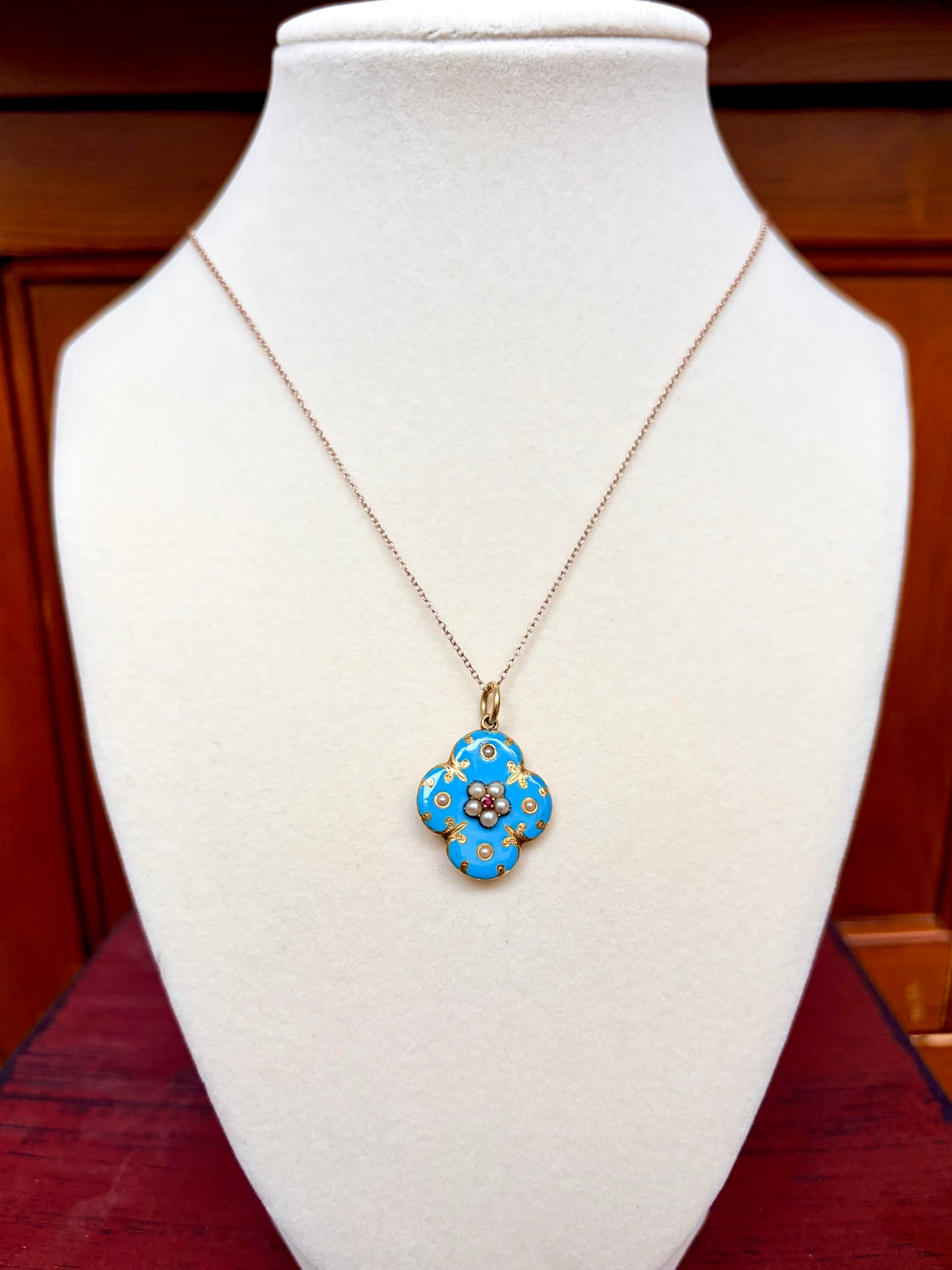 Victorian Blue Enamel 18k Gold Locket