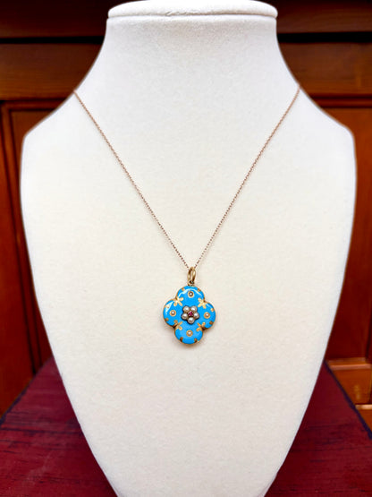 Victorian Blue Enamel 18k Gold Locket