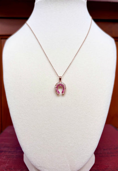 Victorian Rose Cut Diamond & Ruby Horseshoe Lucky Charm/Pendant
