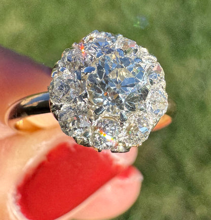 Edwardian Old Cut Diamond Cluster Ring