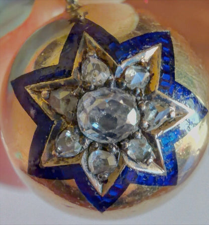 Old Cut Diamond & Enamel Star Charm/Pendant