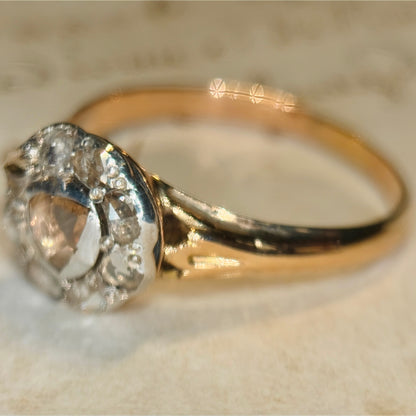 The Silver Rose ~ Foiled Rose Cut Diamond Cluster Ring