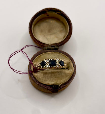 Victorian Sapphire & Diamond Gold Ring