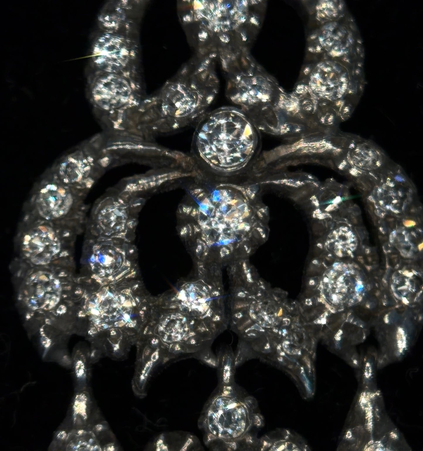 The Midnight Garden Earrings ~ Early Victorian Gold & Silver Diamond Paste Girandole Earrings