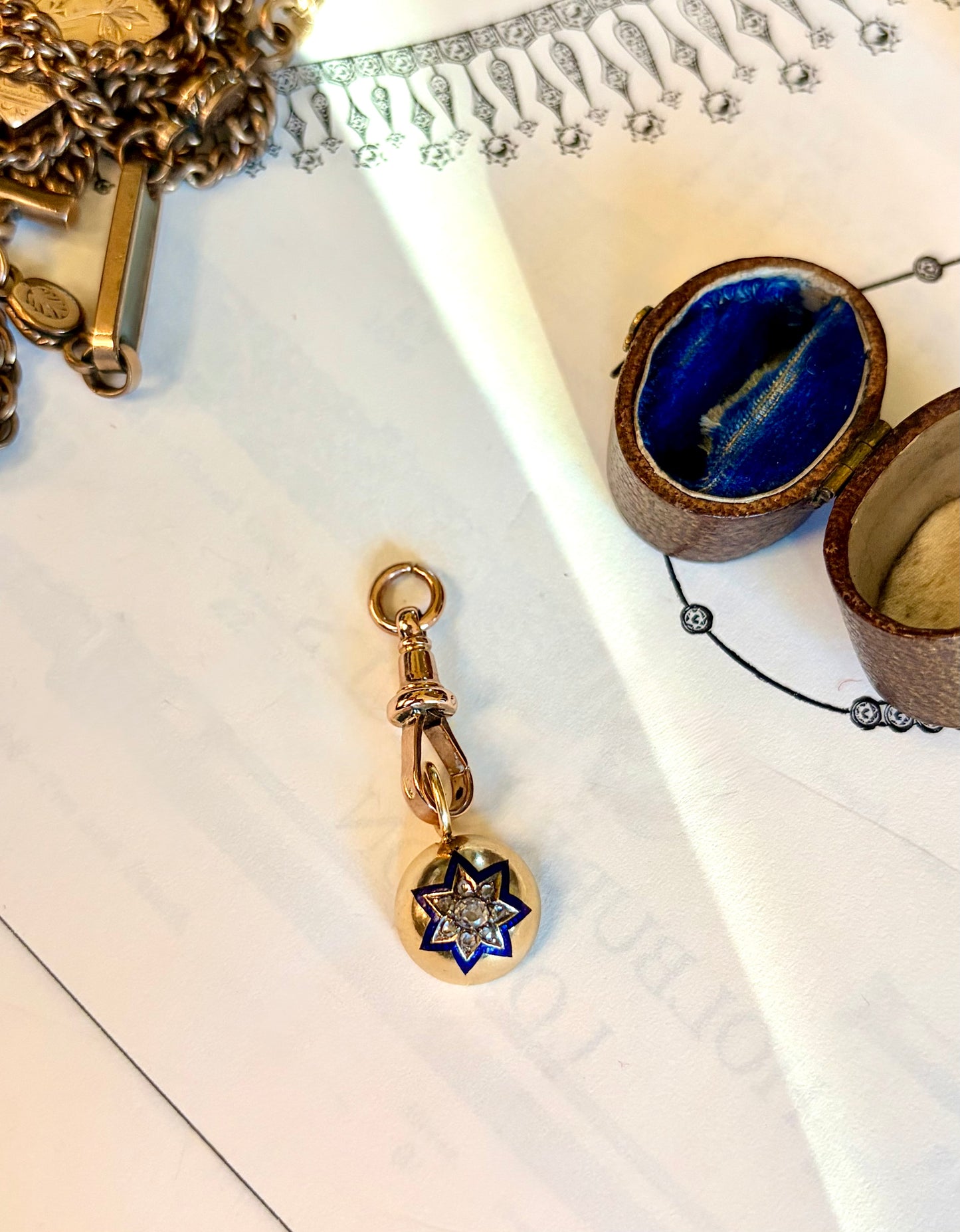 Old Cut Diamond & Enamel Star Charm/Pendant