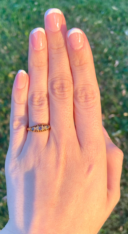 Edwardian 18k Gold Sapphire & Diamond Band