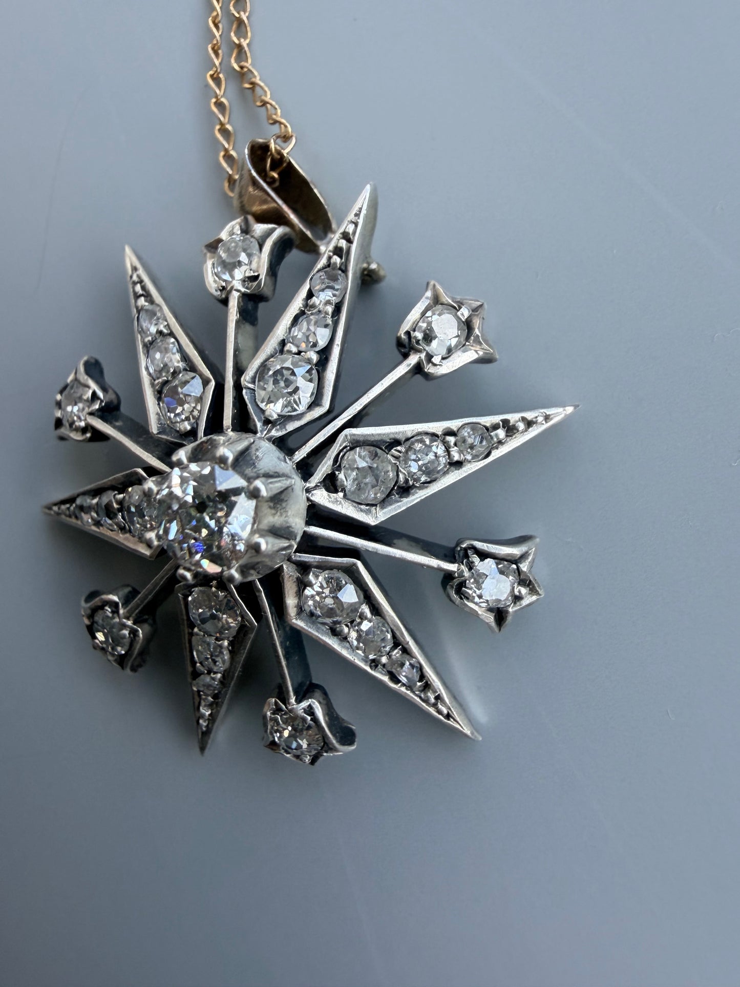 Victorian Diamond Starburst Pendant/Brooch