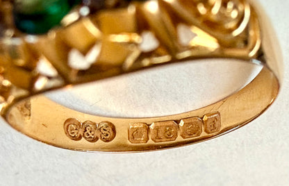 Victorian 18k Gold Emerald & Diamond Ring