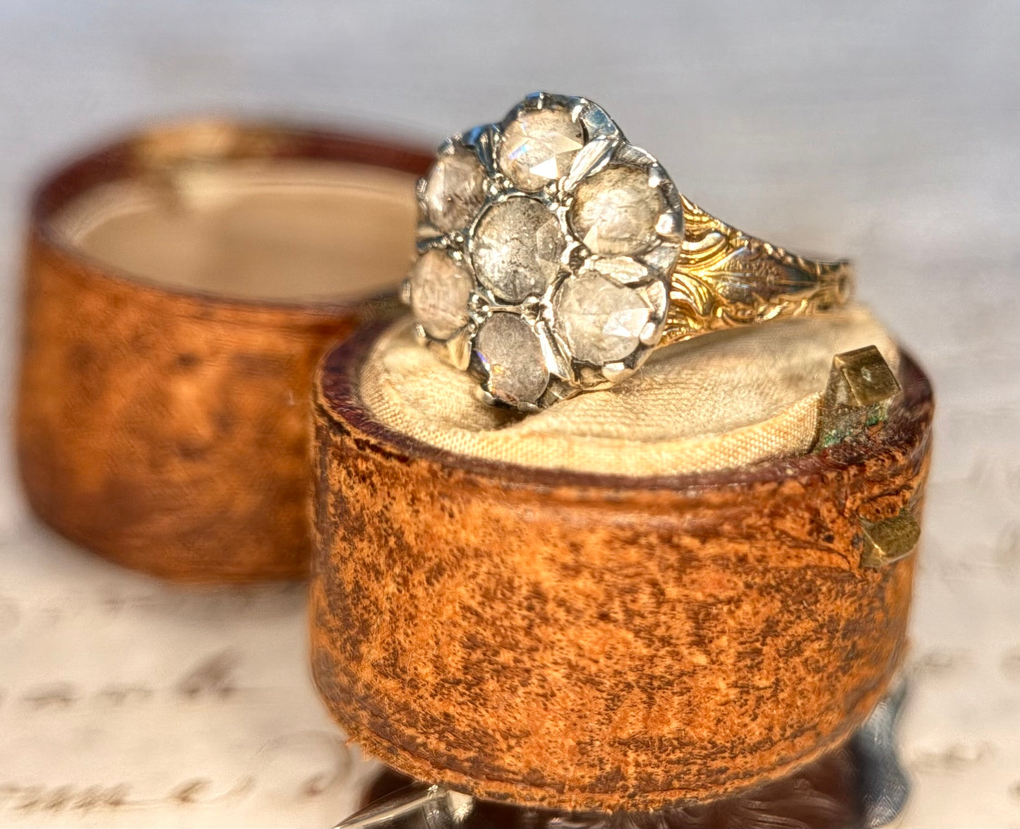 The Magnolia ~ Georgian Rose Cut Diamond Cluster Ring