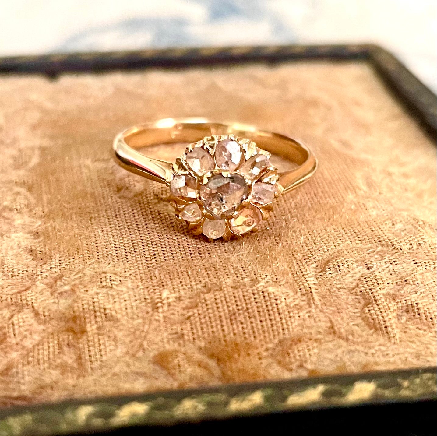 The Sunflower ~  Victorian Rose Cut Diamond Cluster Ring