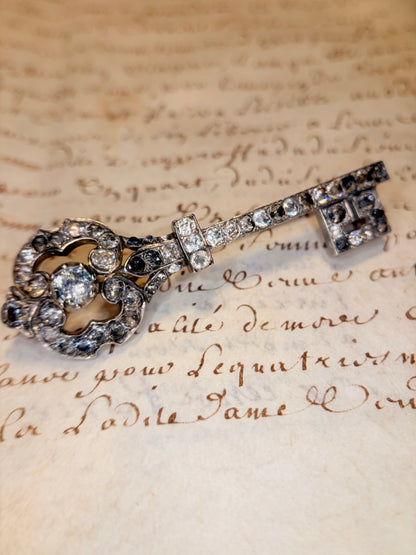 The Silver Key ~ Georgian Foiled Key Brooch