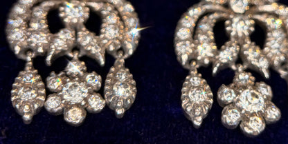 The Midnight Garden Earrings ~ Early Victorian Gold & Silver Diamond Paste Girandole Earrings