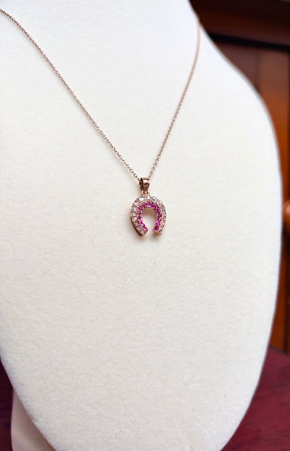 Victorian Rose Cut Diamond & Ruby Horseshoe Lucky Charm/Pendant