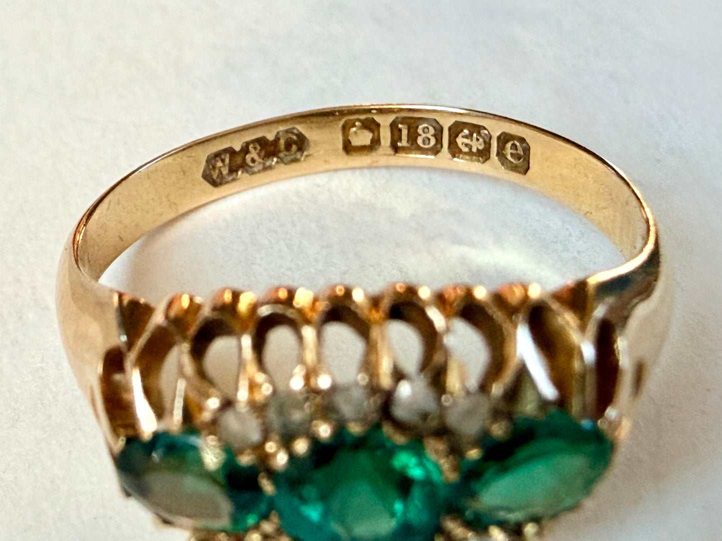 Victorian 18k Gold Paste, Tsavorite Garnet, & Diamond Cluster Ring