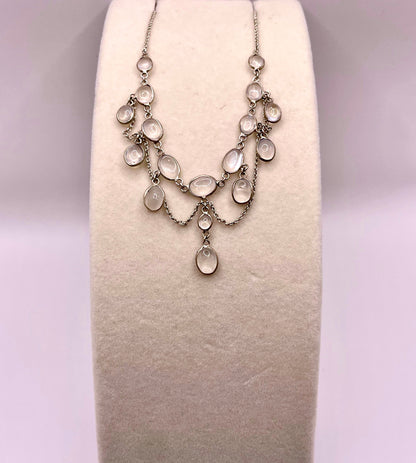 Edwardian Silver Moonstone Festoon Necklace