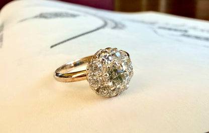 Edwardian Old Cut Diamond Cluster Ring
