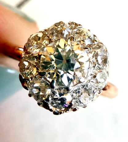 Edwardian Old Cut Diamond Cluster Ring