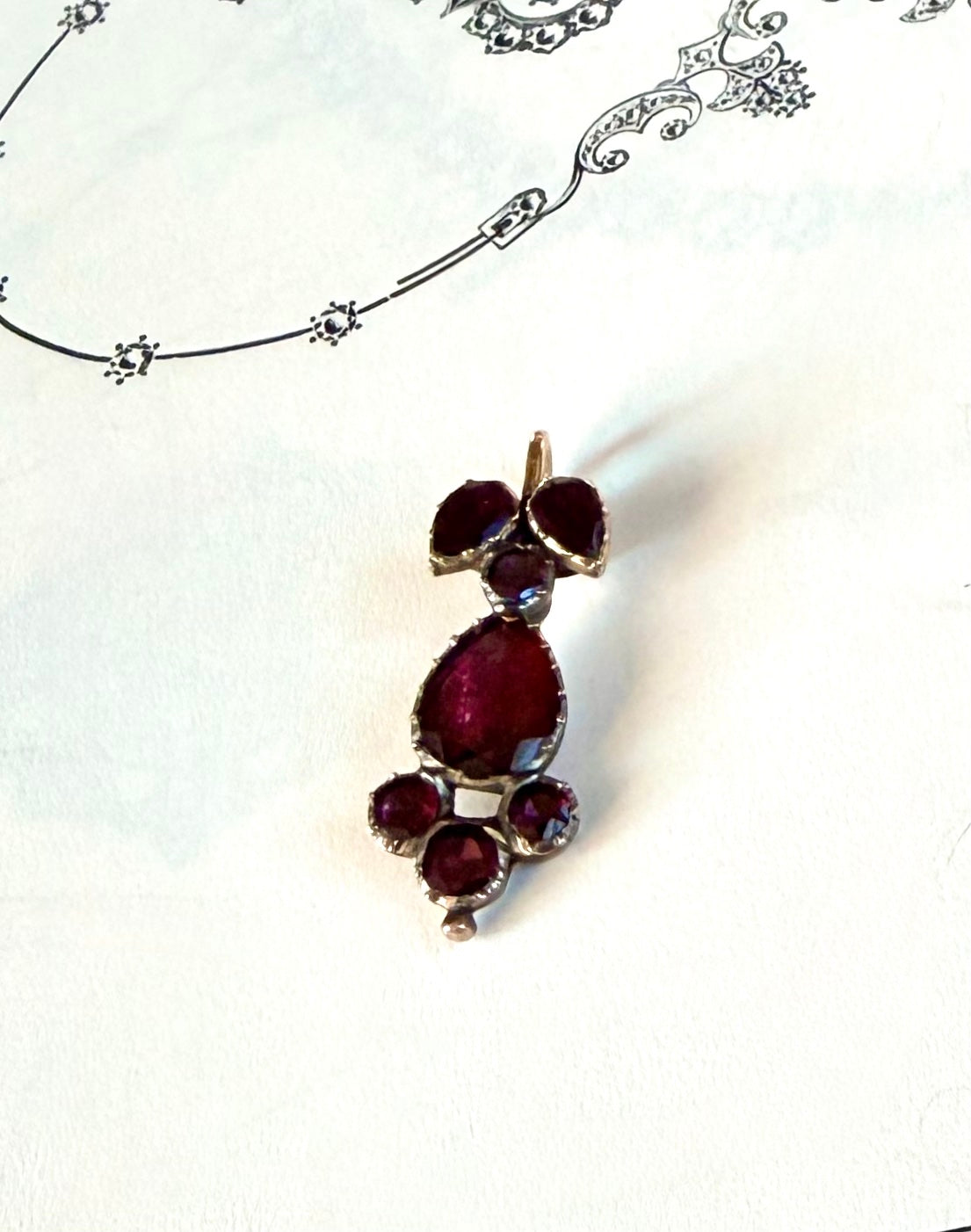 Georgian Flat Cut Foiled Garnet Charm/Pendant