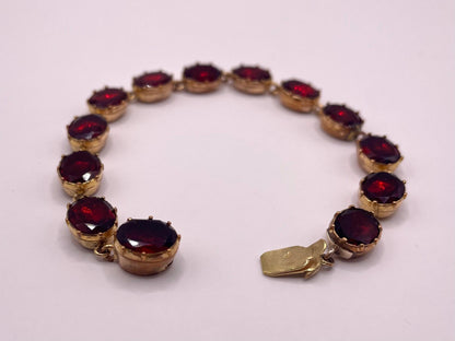 The Hester ~ Antique Late Georgian Flat Cut Foil Back Garnet Paste Gilt Bracelet