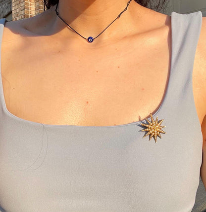 The Luna ~ Lovely Antique Victorian Split Pearl 18 ct & 15ct Yellow Gold Star Starburst Brooch/Pendant