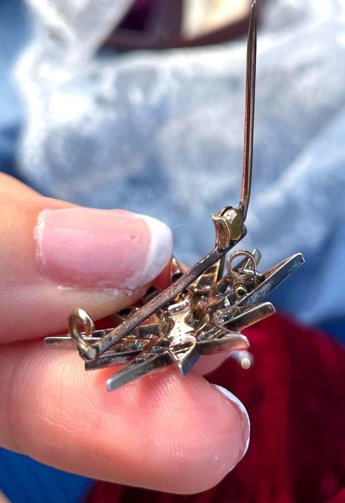 The Astraea ~ Exquisite Antique Victorian Diamond Starburst Gold Brooch/Pendant