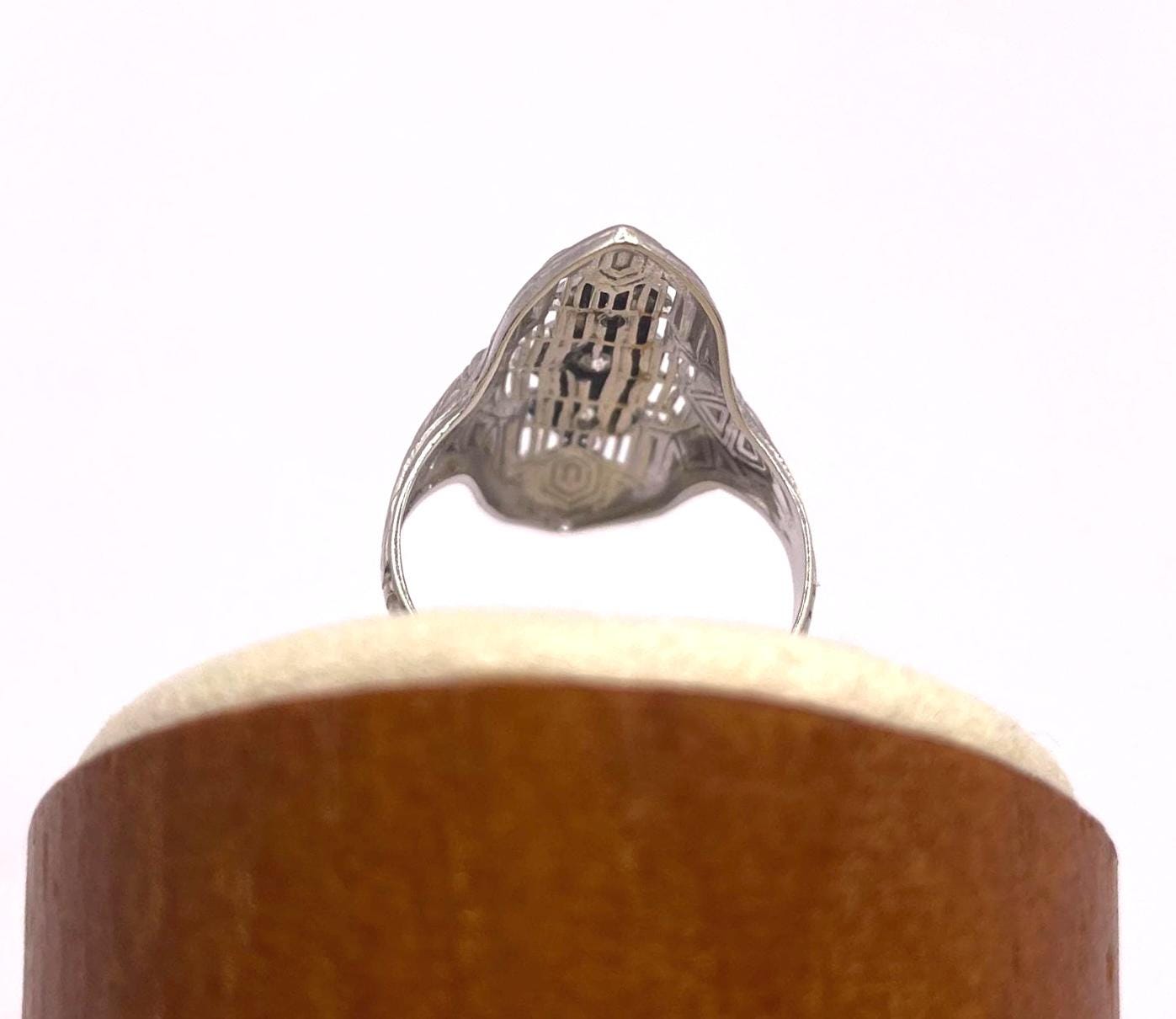 The Elsie ~ Antique Art Deco 1920s 14k White Gold & Diamond Ring