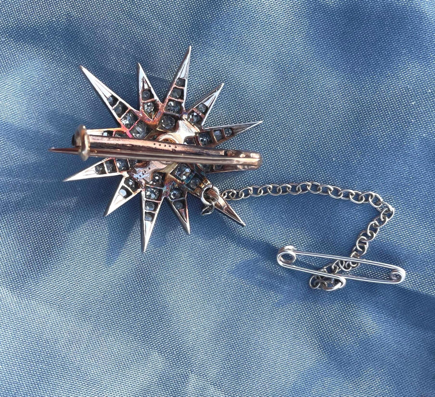 The Astraea ~ Exquisite Antique Victorian Diamond Starburst Gold Brooch/Pendant