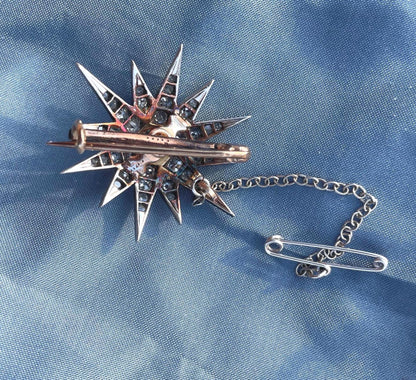 The Astraea ~ Exquisite Antique Victorian Diamond Starburst Gold Brooch/Pendant