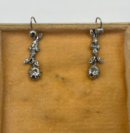 The Belles ~ Antique Georgian Silver Diamond Paste Drop Dangle Earrings