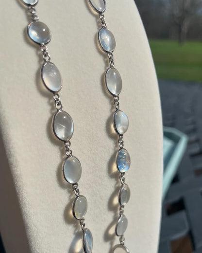 The Celeste ~ Antique Victorian Silver Graduated Moonstone Rivière Necklace