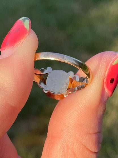 The Georgiana ~ Stunning Georgian Rock Crystal Ring - Extraordinary Antique 18th Century 14k Gold Ornate Ring sz 9