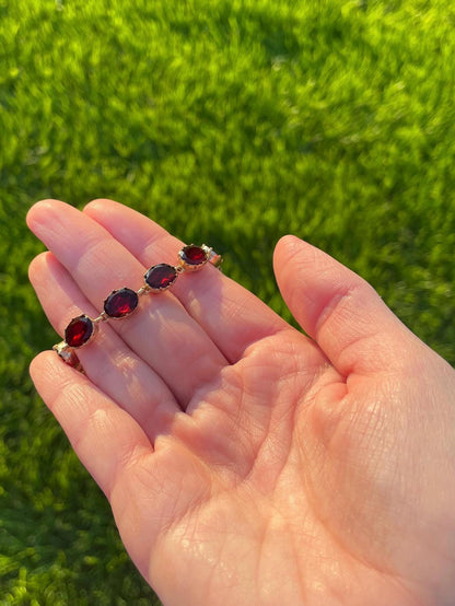 The Hester ~ Antique Late Georgian Flat Cut Foil Back Garnet Paste Gilt Bracelet