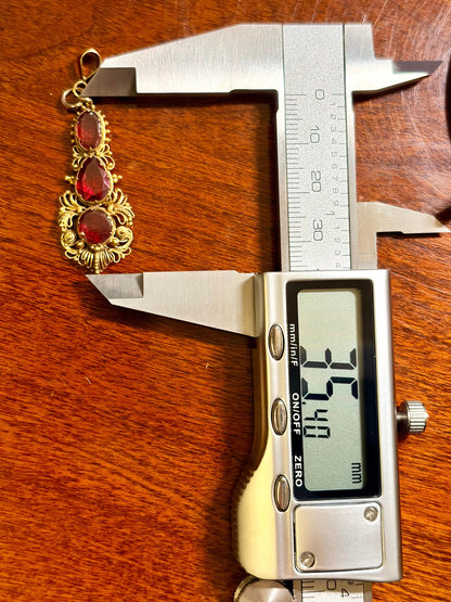 Foiled Garnet Canetille Pendant
