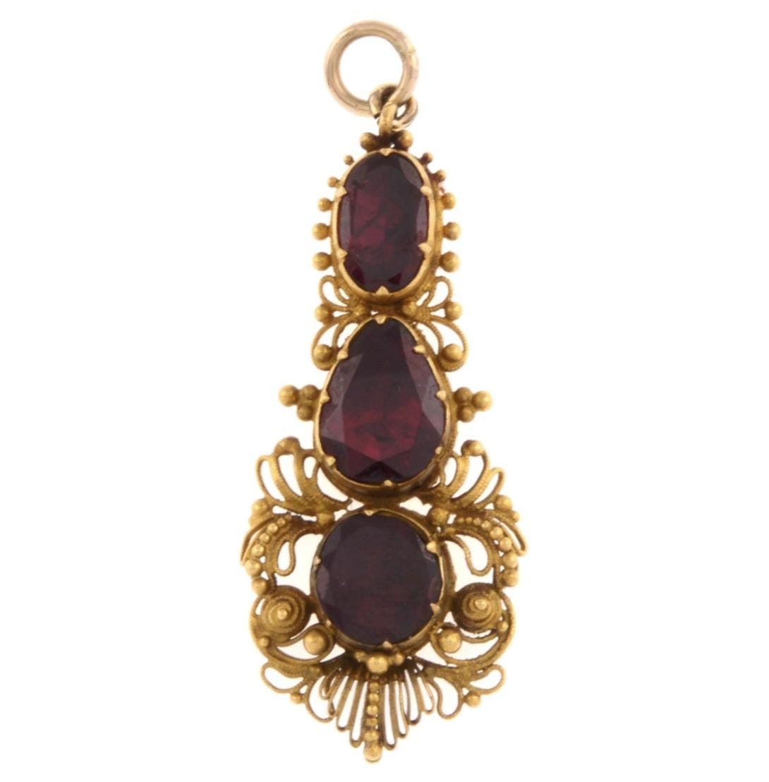 The Scarlet Sisters ~ Foiled Garnet Cannetille Pendant