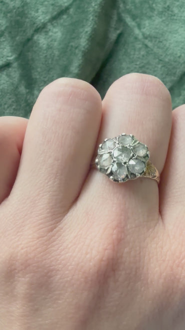 The Magnolia ~ Georgian Rose Cut Diamond Cluster Ring