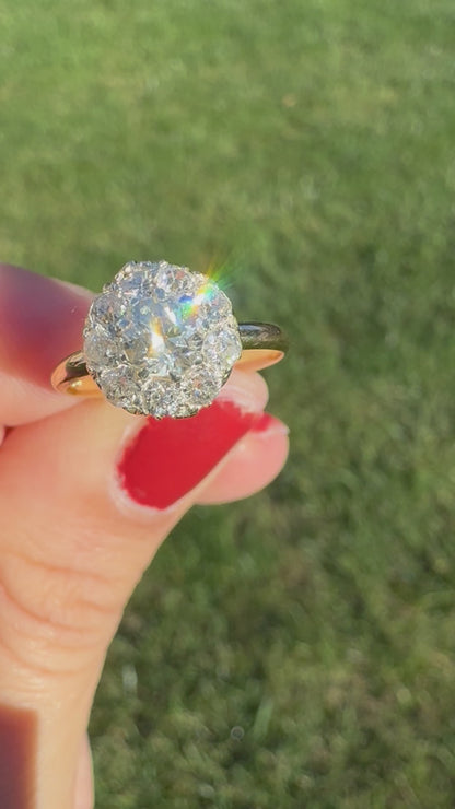 Edwardian Old Cut Diamond Cluster Ring